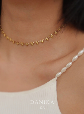 光芒镂空小爱心项链叠戴链