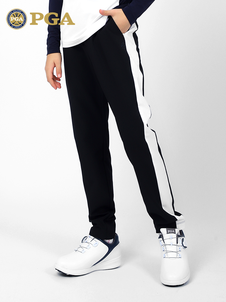 PGA 儿童高尔夫裤子男童弹力腰带长裤夏季青少年运动透气服装