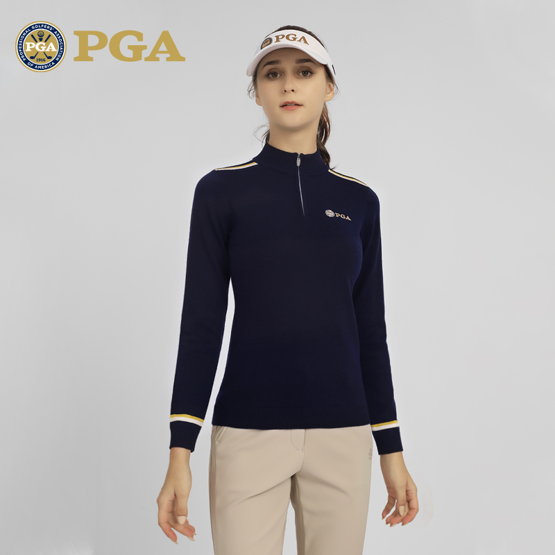 PGA 高尔夫女士毛衣2022秋冬款新品羊毛针织衫套头上衣亲肤保暖