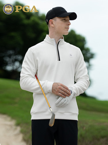 PGA新款高尔夫服装男长袖T恤秋冬运动球衣男装衣服polo衫立领设计
