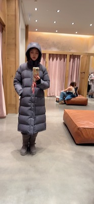 ARITZIA Super Puff雾面防撕裂鹅绒防寒8格连帽长款羽绒服女800蓬