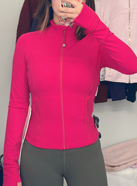 加拿大正品女士修身立领夹克外套lulu define短款显白色树莓粉