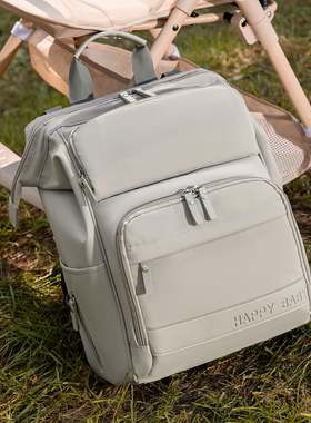 妈咪包简约休闲宝妈带娃外出背包时尚双肩包母婴包大容量遛娃轻便