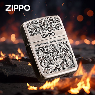 Zippo打火机  1941古银拉丝双面唐草限量正品煤油打火机收藏送礼