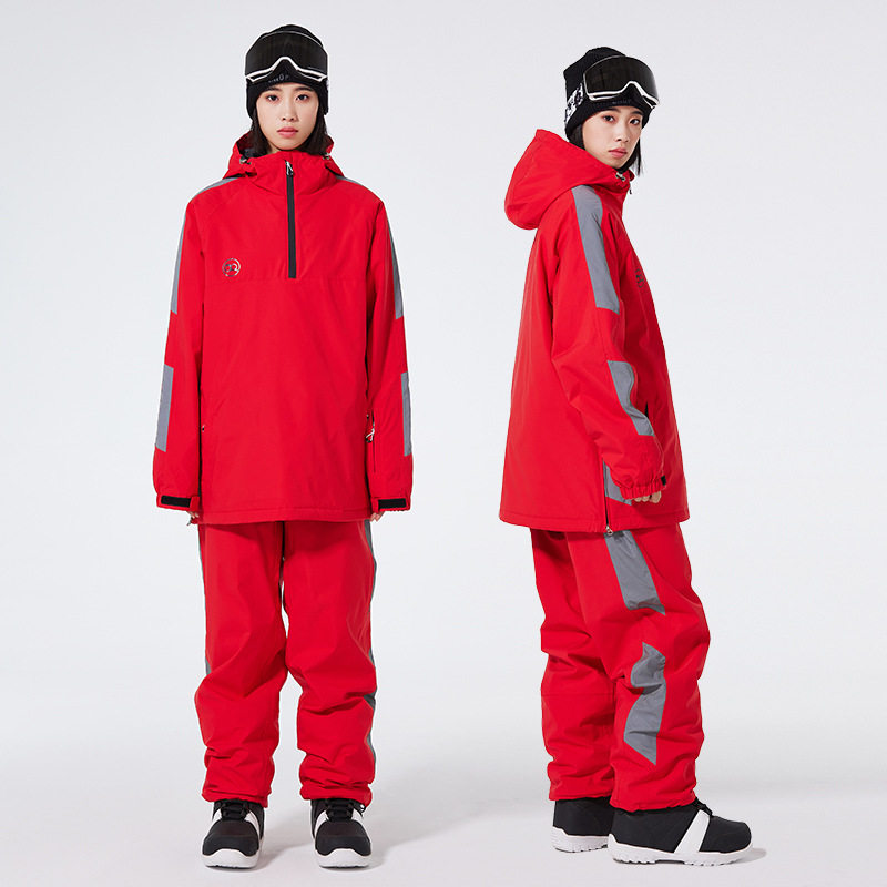 滑雪服女套装滑雪帽衫男情侣款单板滑雪衣防水保暖滑雪服帽衫套装