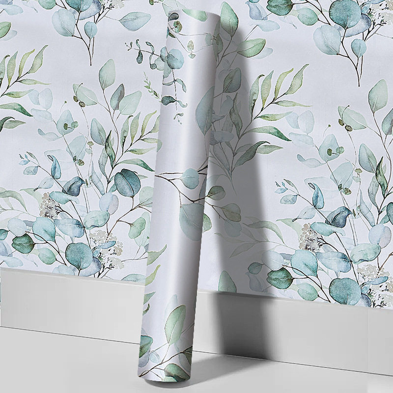绿色花卉墙纸自粘加厚防水家装建材网红直播背景墙壁纸 wallpaper
