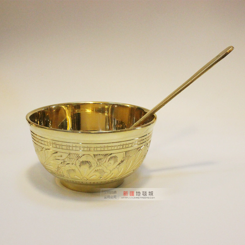 黄铜白酒杯加厚圣水杯茶杯 面碗米饭碗茶碗金饭碗茶具餐具