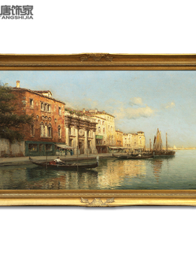 DTSJ 手绘欧式客厅装饰画 办公室海景油画 威尼斯建筑风景油画A17