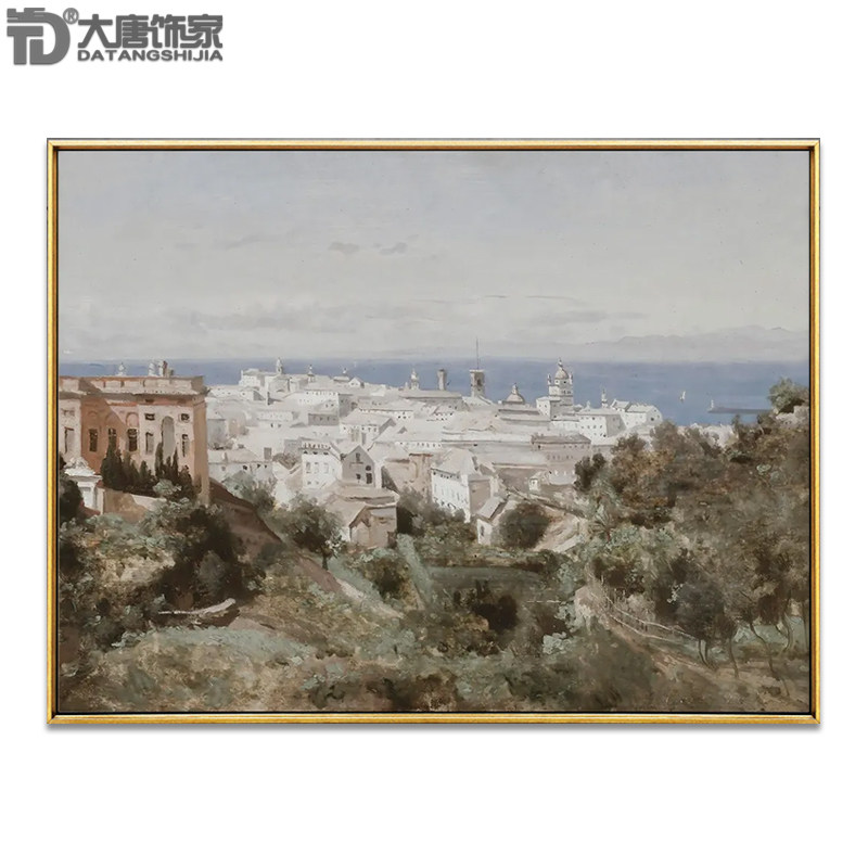 复古油画北欧风景画海景油画