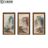 客厅玄关装 大唐饰家原创中式 新中式 三联画 饰画N326 山水风景油画
