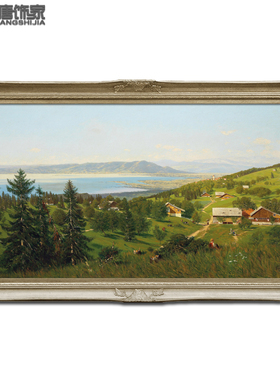 手绘高档别墅客厅风景油画欧式装饰画 世界名画霍德勒-博登湖N270
