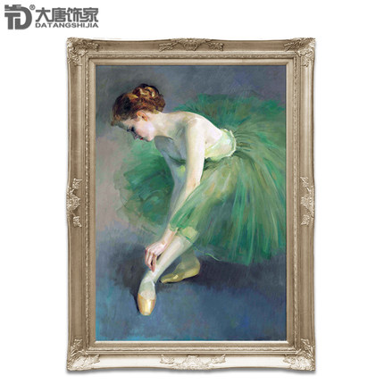 欧式手绘油画北欧轻奢巨幅定制芭蕾舞油画美式客厅玄关装饰画N168