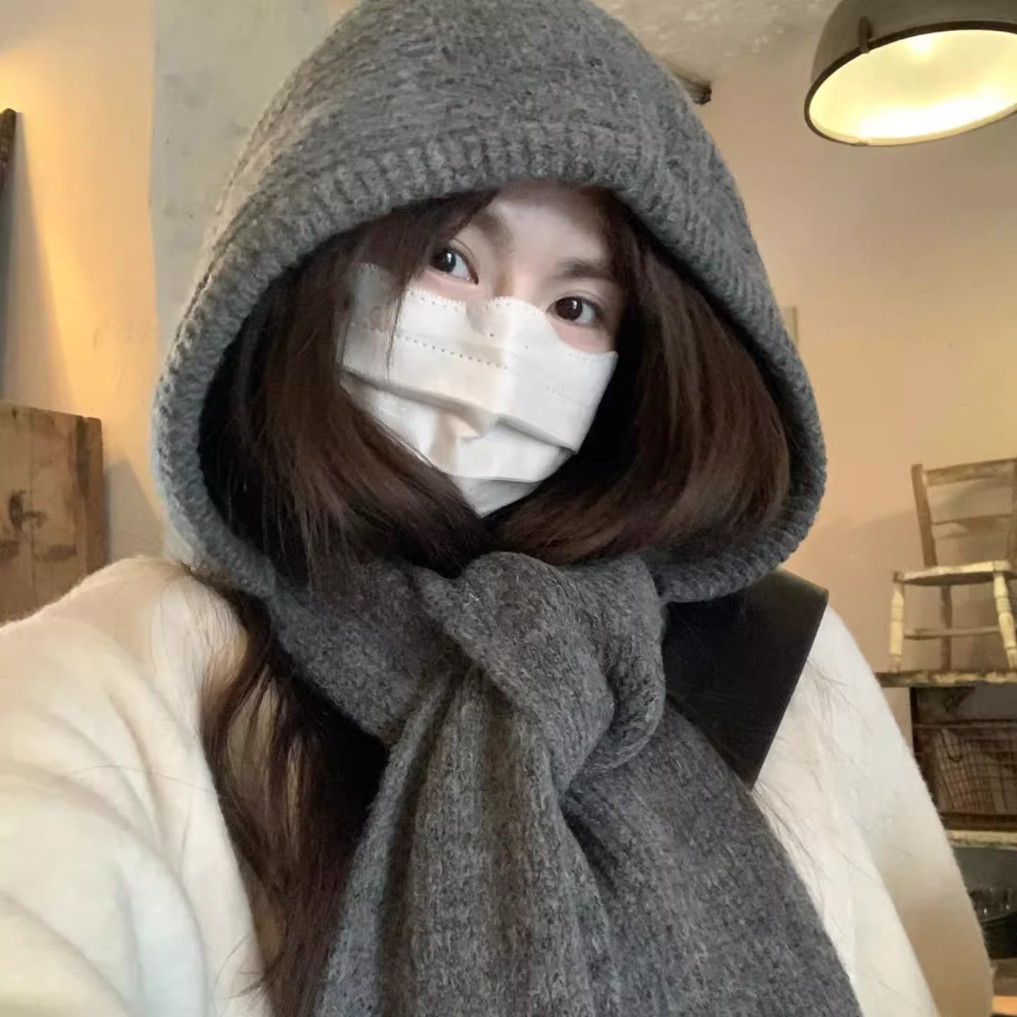 护耳巴拉克拉法帽毛线帽女