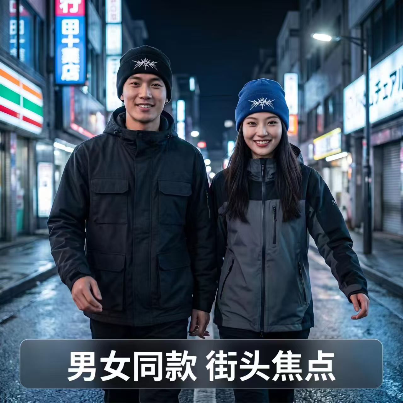 毛线帽潮情侣百搭护耳套头冷帽