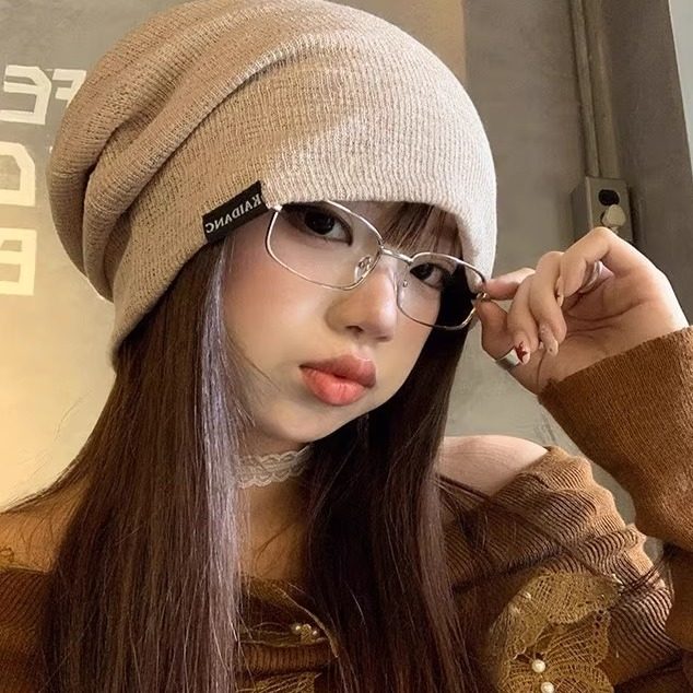 百搭显脸小针织毛线冷帽子
