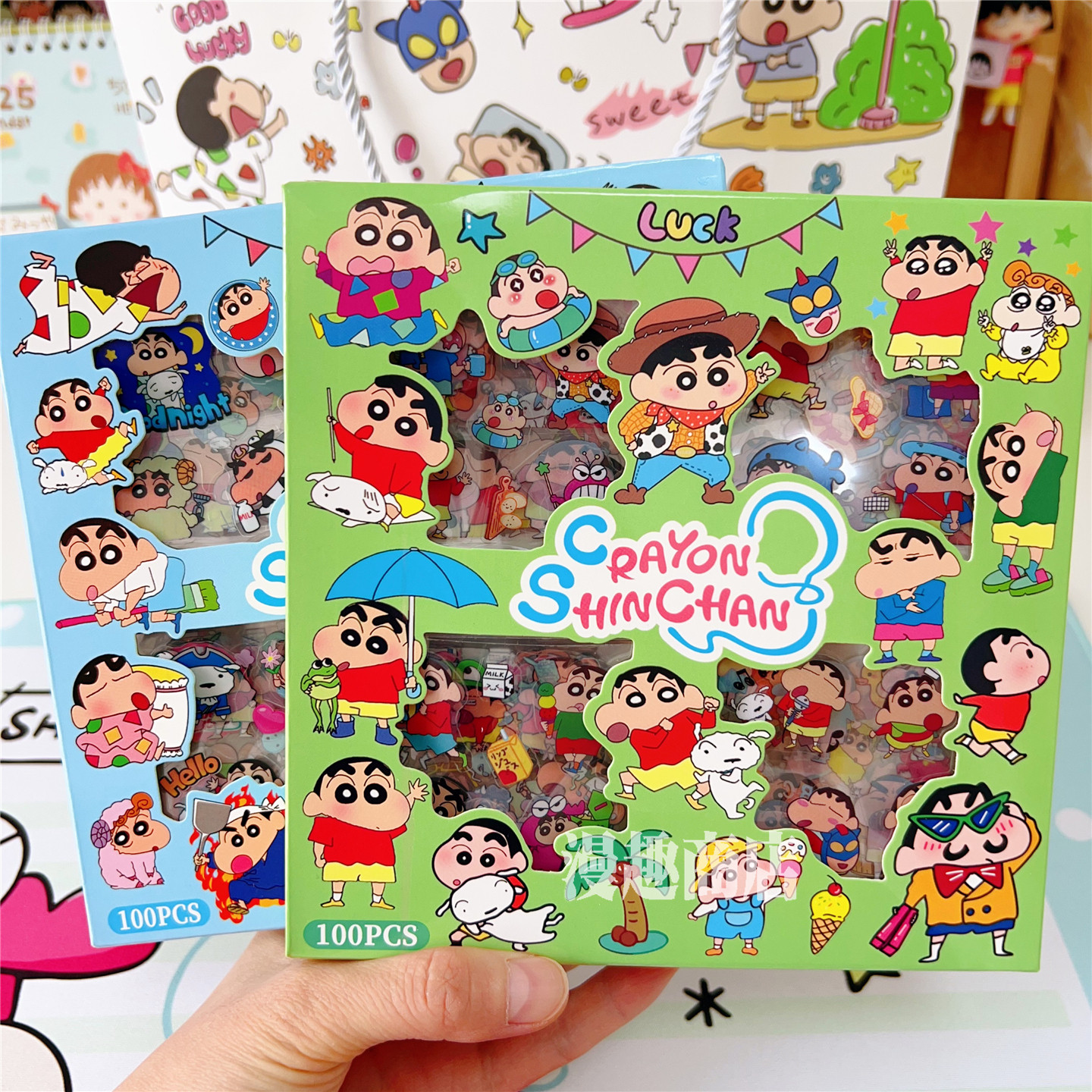 蜡笔小新卡通可爱防水手账手机水杯贴纸儿童咕卡diy女孩装饰贴画