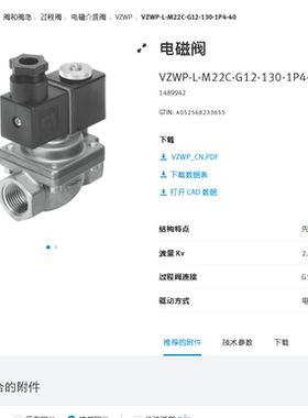 FESTO费斯托 电磁阀 VZWP-L-M22C-G12-130-1P4-40  1489942