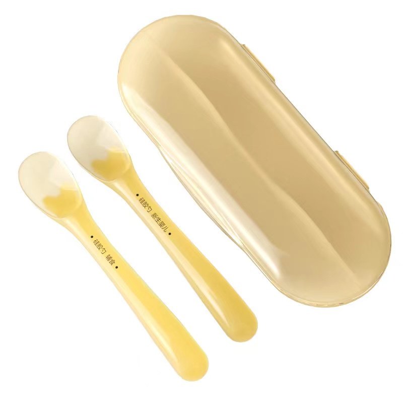 婴儿勺子宝宝硅胶软头儿童餐具套装辅食吃饭训练勺新生儿喂水汤匙