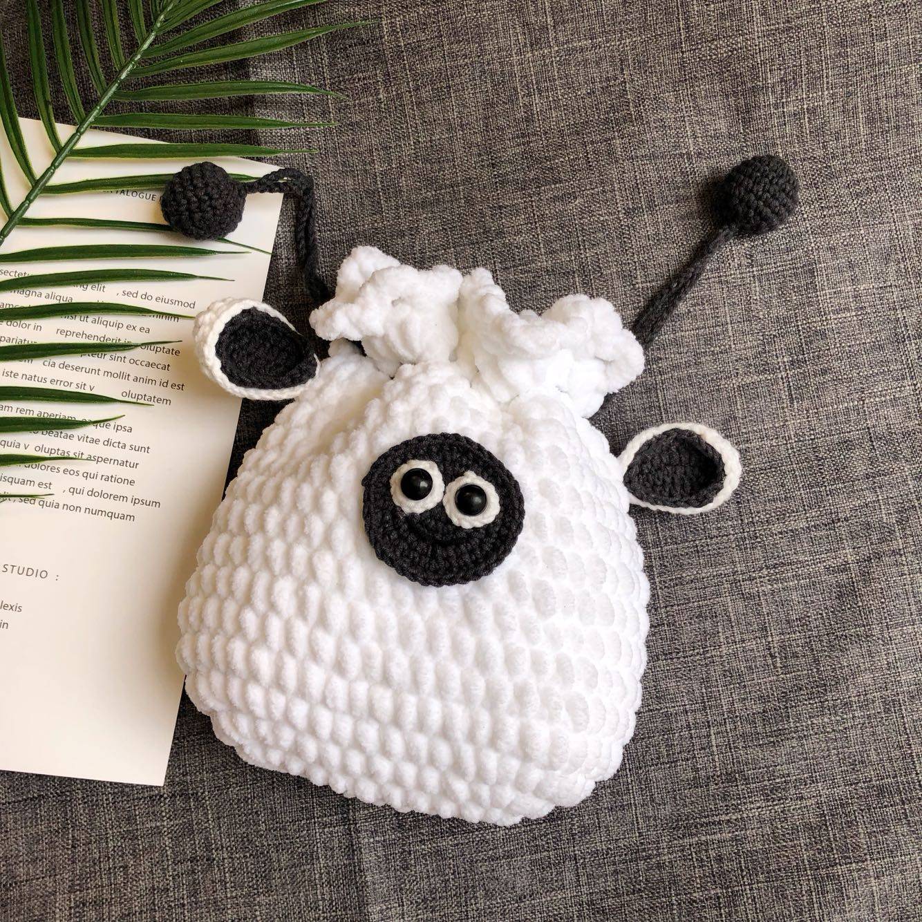 diy手工毛线编织包绵羊包包针织包包材料包束口包小羊咩咩非成品