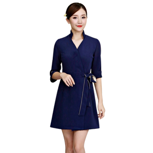 2026美容院工作服女春夏装新款护士服美甲美容师工作服连衣裙显瘦