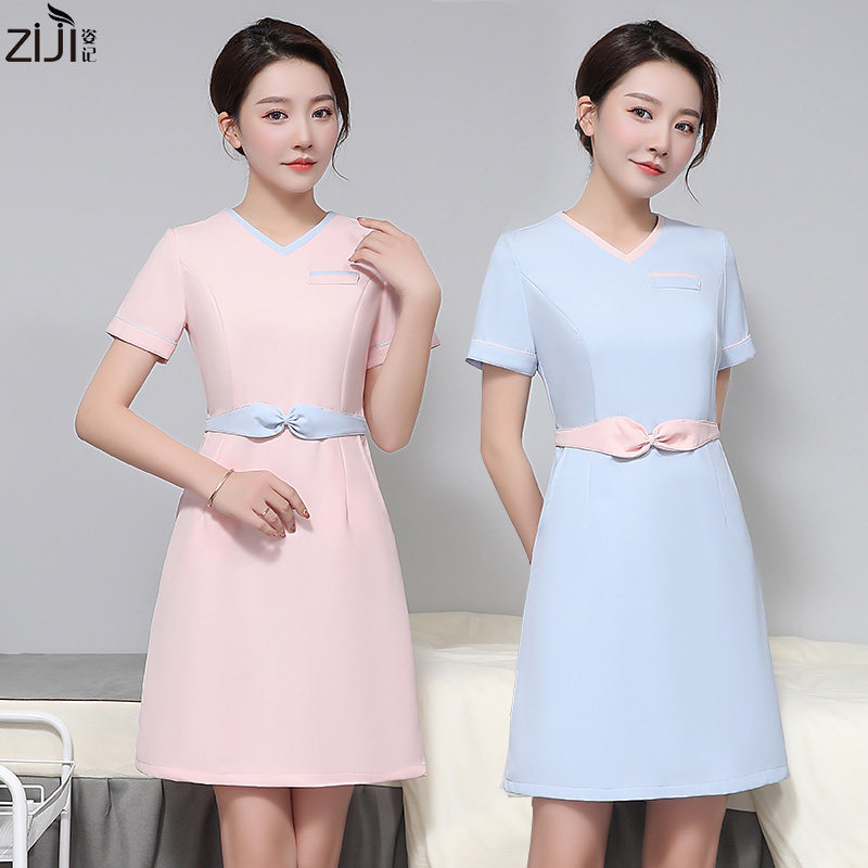 美容师工作服女夏高端珠宝店美容院美发美甲皮肤管理工作服连衣裙