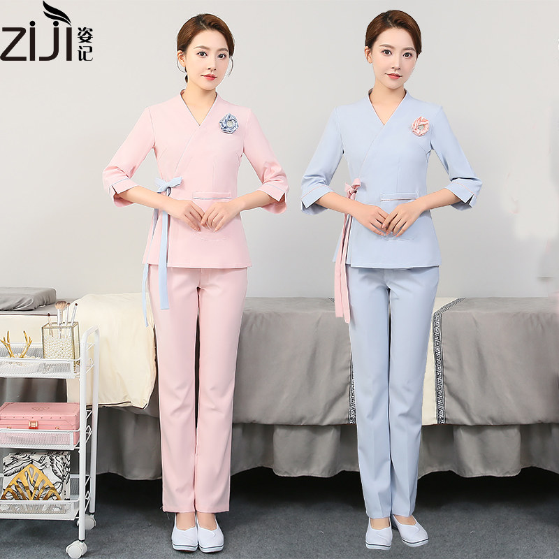 姿记美容师工作服纹绣职业修身图片
