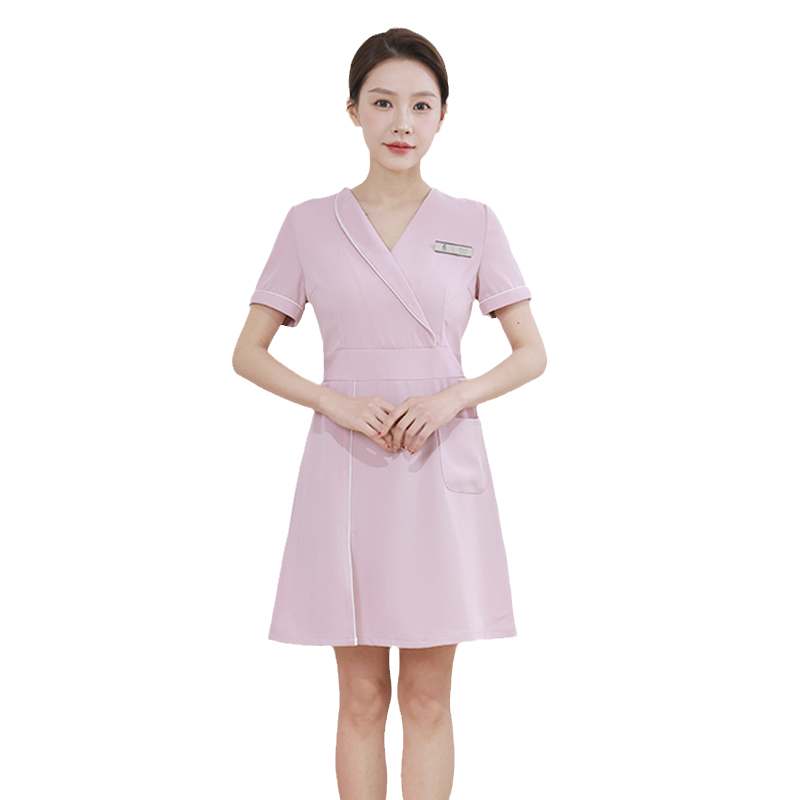 2025美容师工作服连衣裙夏装技师足疗气质短袖美容院工作服女高端