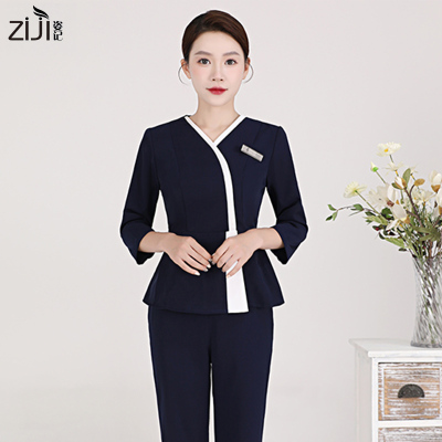 美容师工作服秋冬新款高端美容院足浴养生馆spa会所技师服套装女