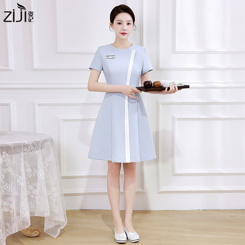 新款美容师工作服连衣裙高端套装