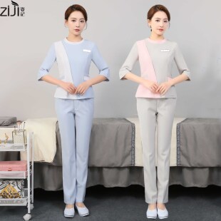 韩式高端美容师工作服女秋冬足疗技师酒店桑拿养生会所美容院工衣