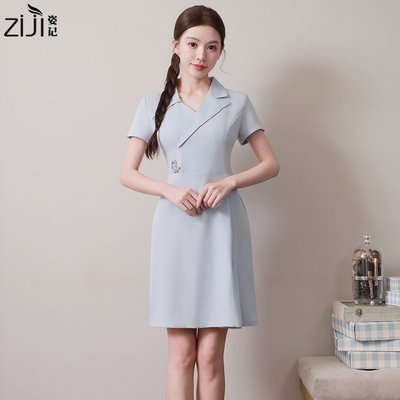 2026美容院酒店SPA春夏高端美甲店前台顾问美容师工作服连衣裙女