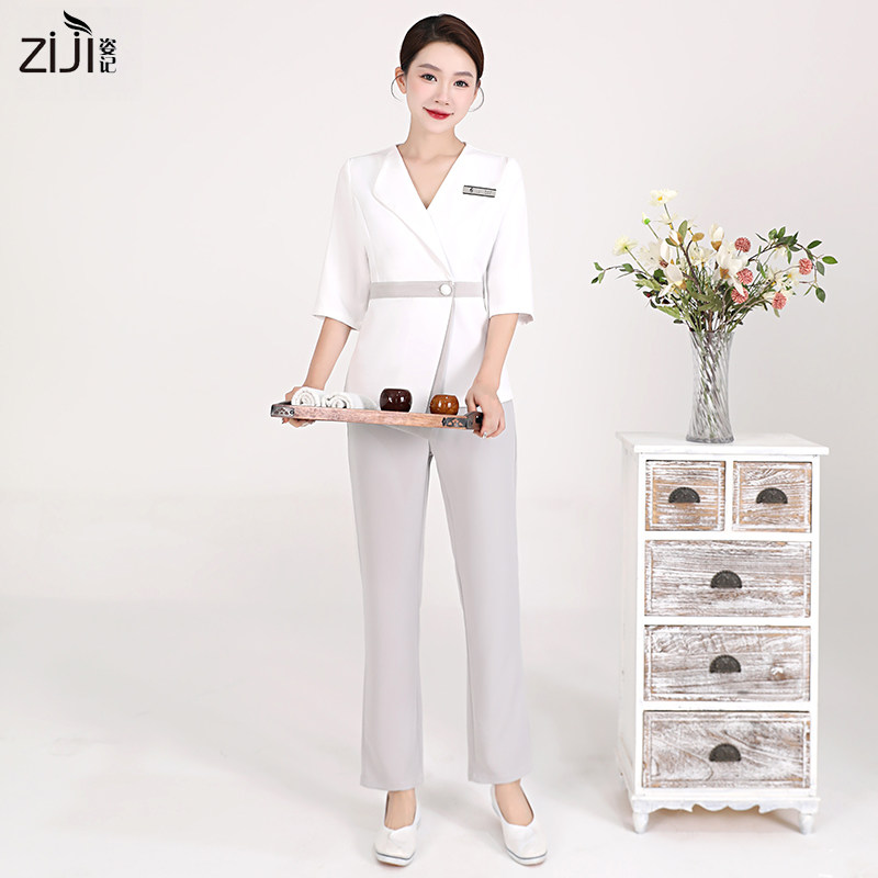 2025年新款秋冬美容院工作服女高端制服会所足疗养生美容技师套装