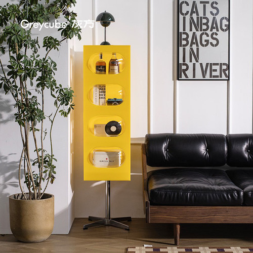 灰方创意书架落地可移动亚克力书柜家用学生落地置物架多层收纳柜