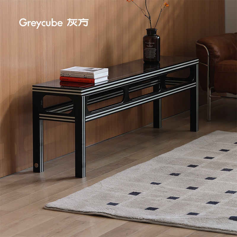灰方新中式客厅长凳卧室床尾凳