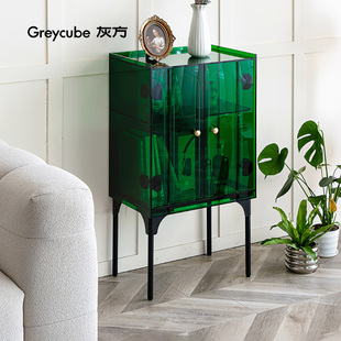 灰方轻奢餐边柜客厅小户型现代简约玄关靠墙一体储物沙发旁小边柜