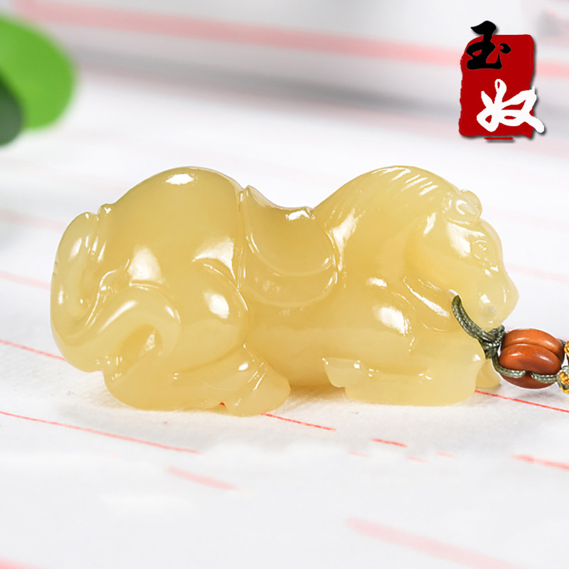 新疆且末县黄金糖蜂蜜糖色糖玉/和田玉/生肖唐马/吊坠/24.05克
