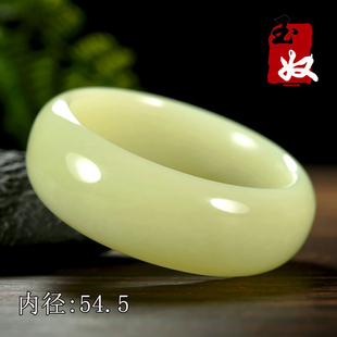 新疆若羌县天然柠檬黄带糖和田玉/黄口料黄玉/轮胎宽版手镯/54/55