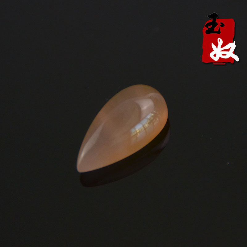 玉奴/新疆克拉玛依乌尔禾天然金丝玉水滴形戒面/红黄色宝石光