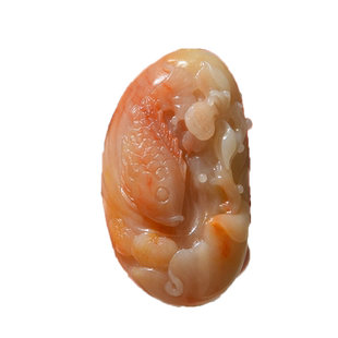 新疆克拉玛依天然金丝玉/藕粉红色地表籽料彩玉/鱼/年年有余/吊坠