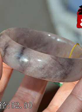 新疆哈密地区天然金丝玉/紫罗兰俏黄色/宝石光细料/手镯子/52/53