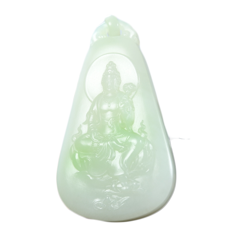 俄罗斯天然和田玉带翠名家