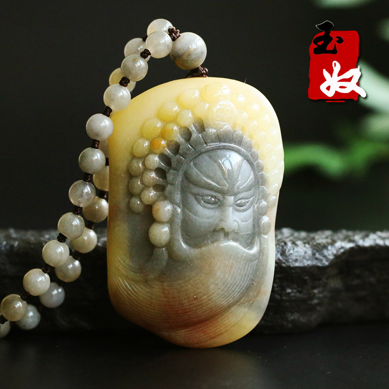 玉奴新疆克拉玛依天然金丝玉/辉煌红彩玉细料/京剧脸谱/把件/吊坠
