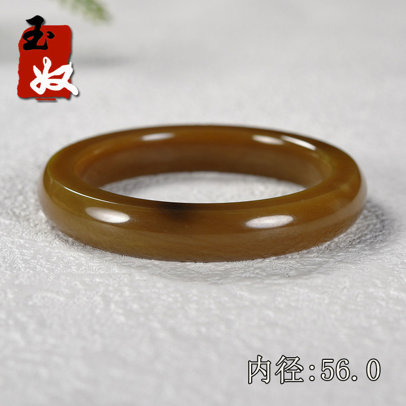 新疆且末县金山矿天然巧克力红色糖玉/色根/果冻感和田玉/手镯/56