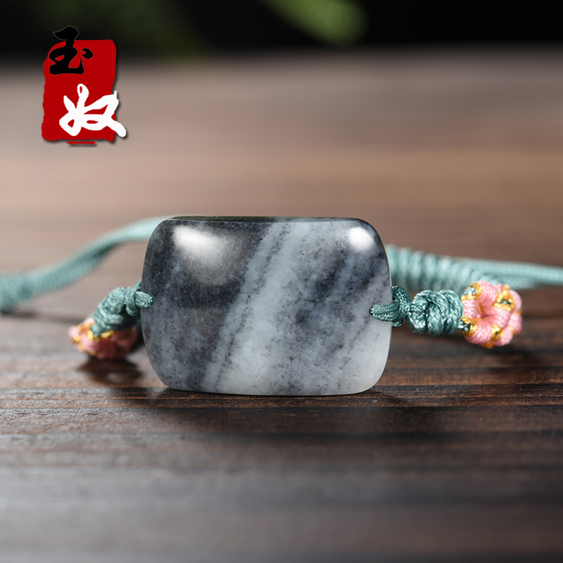 新疆黑山和田玉/青花墨玉籽料/平安无事手牌/手编绳/手串/15.16克