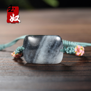 新疆黑山和田玉/青花墨玉籽料/平安无事手牌/手编绳/手串/15.16克