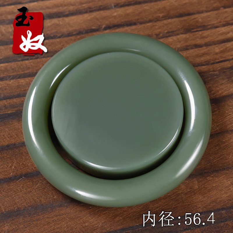 俄罗斯老坑料和田玉/鸭蛋青碧玉/冰底起胶/胖圆条套镯/56/138克
