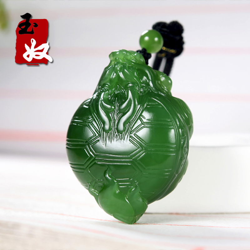 俄羅斯七號礦老坑料陽綠具貓眼碧玉/龍龜/掛件/把件/小擺件/31克