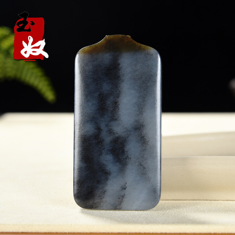 新疆玉龙喀什河楼兰三色青花墨玉籽料/山水画卷/平安无事牌/吊坠