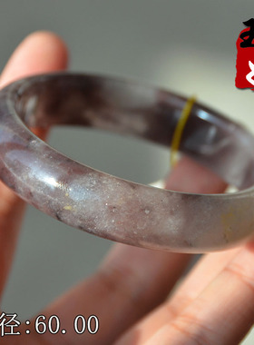 新疆哈密地区天然金丝玉/紫罗兰俏蛋清黄色/宝石光细料/手镯子/60