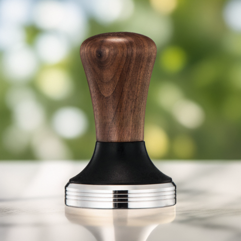 咖啡压粉器核桃木意式咖啡不锈钢填压器复古实木可调节高度压粉锤